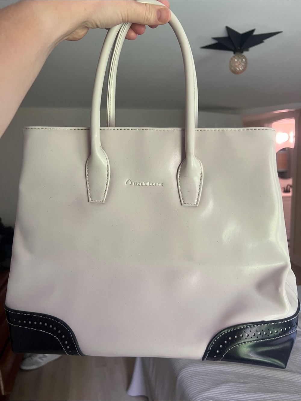 Vintage Liz Claiborne Cream and Black Two-Tone Purse